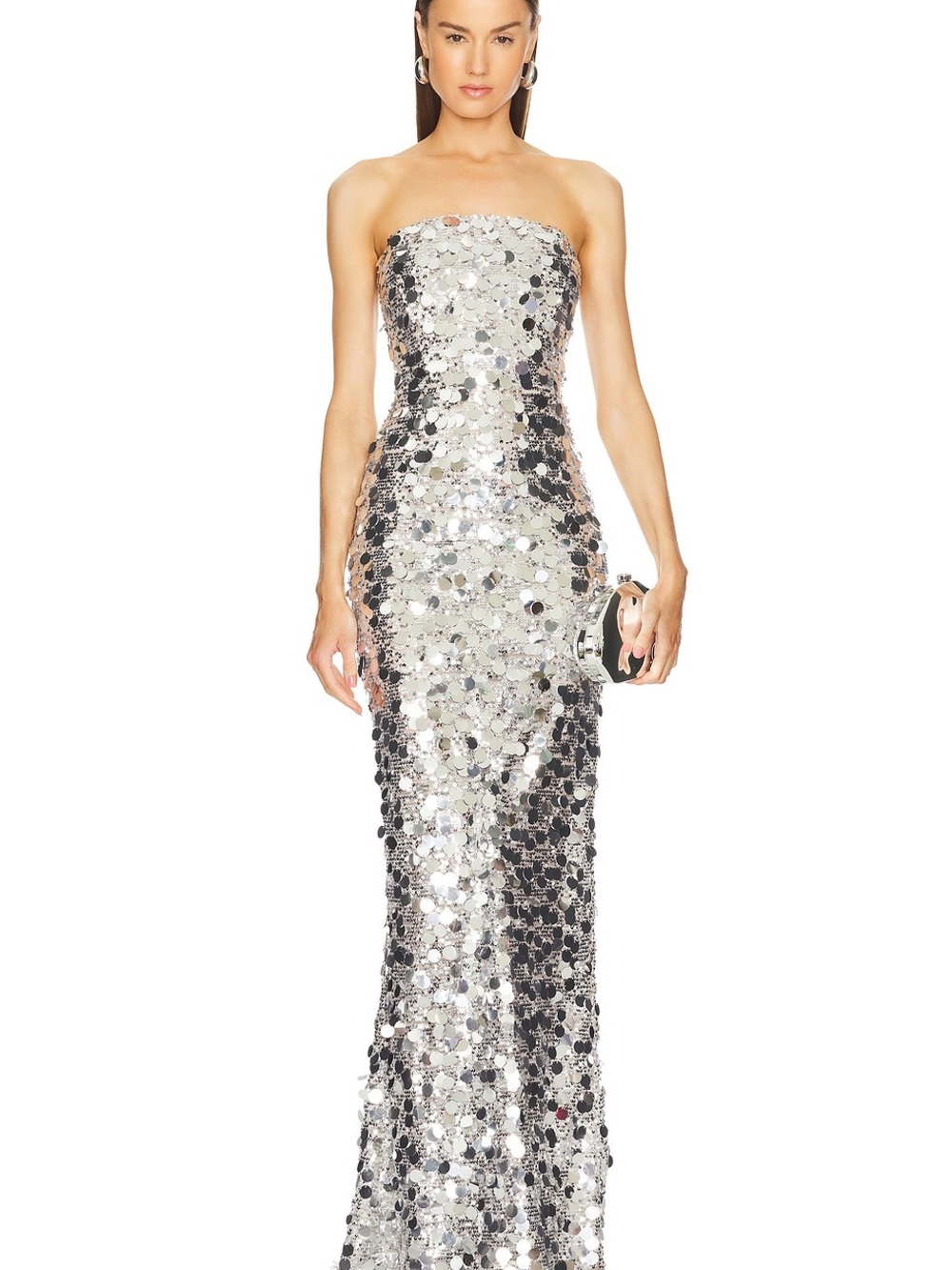 Bronx and Banco Silver Sequin Strapless Column Gown- SOLD OUT EVERYWHERE
